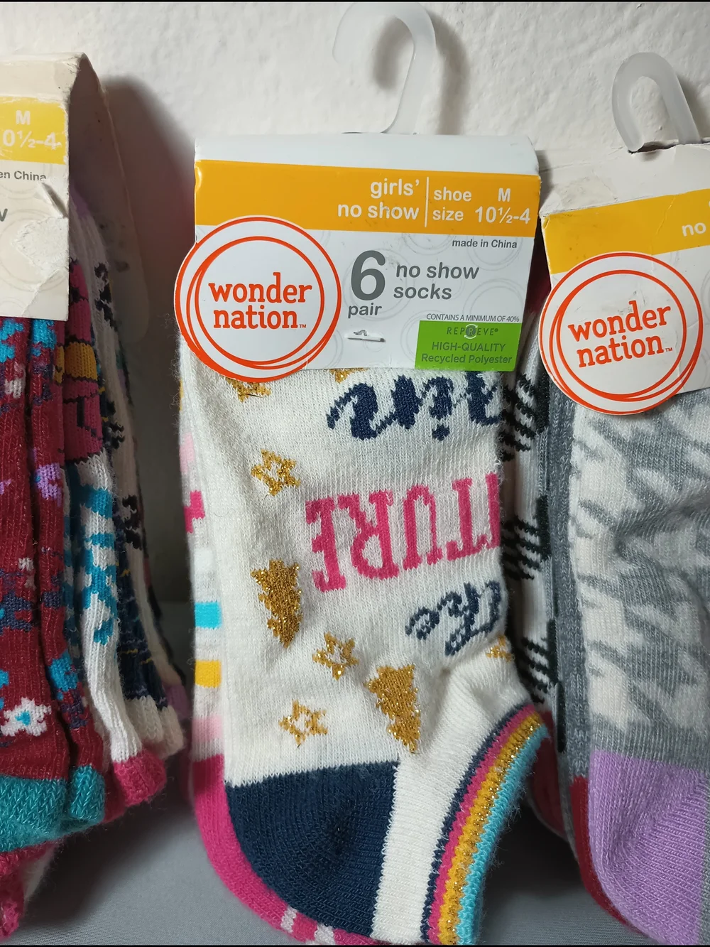 Wonder Nation Girls' No Show Socks (3)